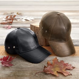 Leather Baseball Cap, , large