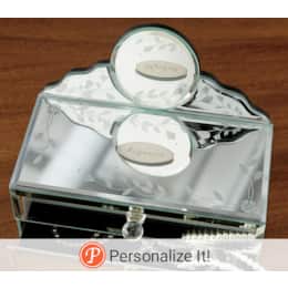 Personalized Mirrored Jewelry Box with Drawers, , large