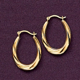 Gold Oval Swirl Hoops, , large