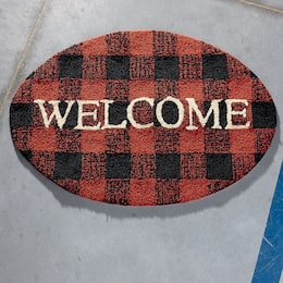Buffalo Check Indoor/Outdoor Oval Welcome Mat - 20&quot; X 30&quot;, , large