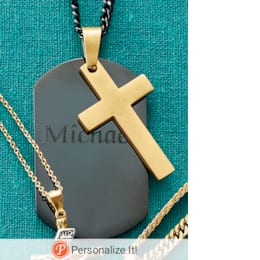 Personalized Cross Dog Tag Pendant, , large