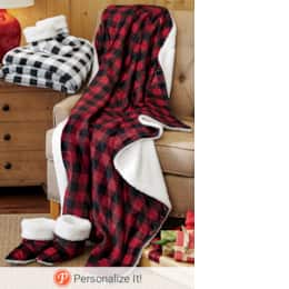 Buffalo Plaid Throw and Bootie Set, , large