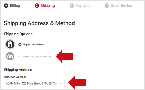 Click “Ship to Multiple Addresses” and select where each gift goes under each cart item.(No worries—you can add gift messaging later.)